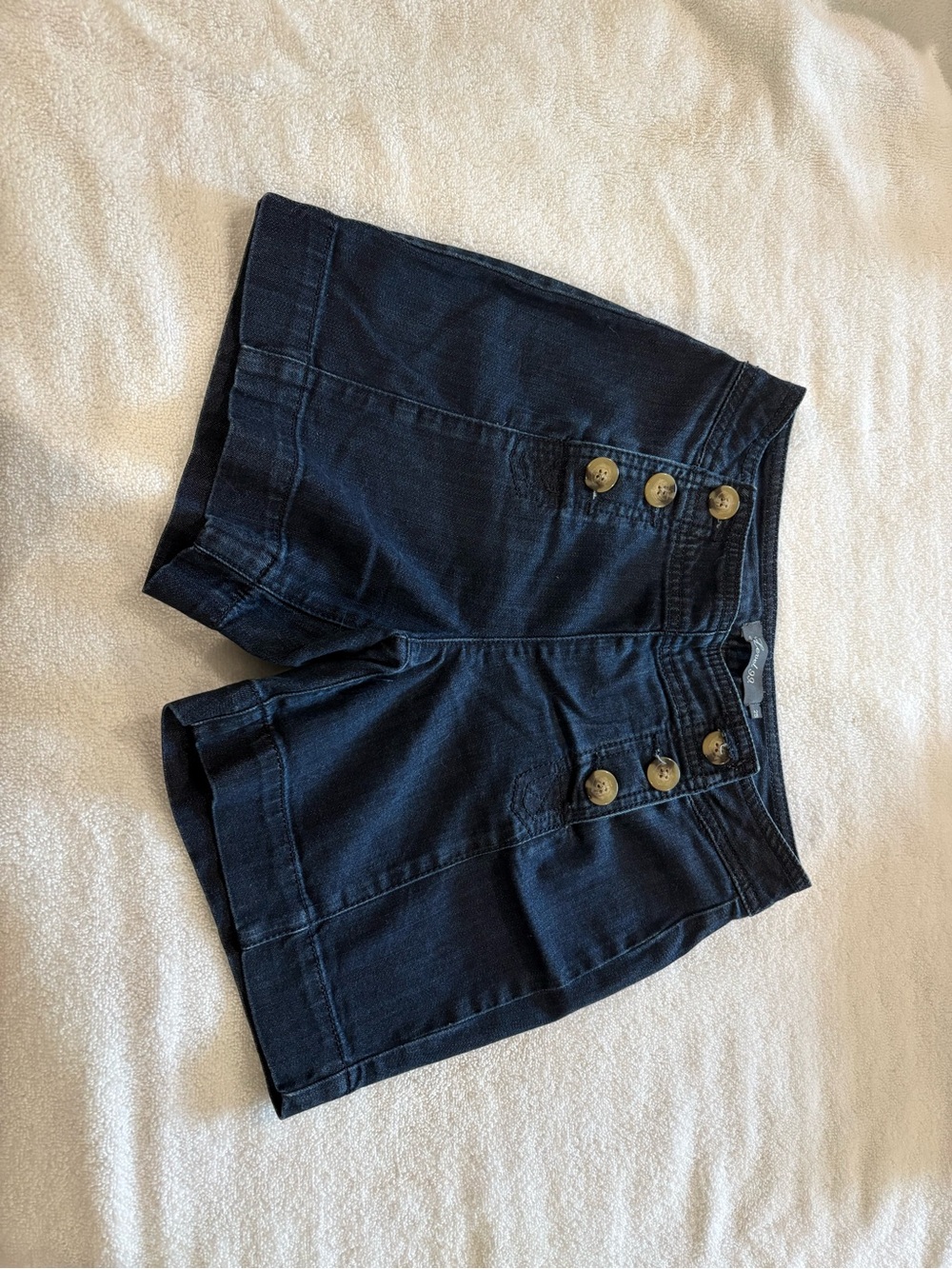 Women's High-Waist Navy Button-Front Shorts